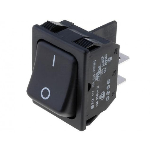 R13-117A-01-BB-2D; ROCKER; DPST; Pos: 2; OFF-ON; 10A/250VAC; black; none; 50mΩ; UL94V-2; SCI R13-117A-01-BB-2D; ROCKER; DPST; Pos: 2; OFF-ON; 10A/250VAC; black; none; 50mΩ; UL94V-2; SCI
