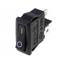 R13-243A-02-BB-2D; ROCKER; SPST; Pos: 2; OFF-ON; 4A/250VAC; black; none; 50mΩ; UL94V-2; SCI