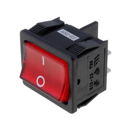 R13-33B-02-BR-2D-N-2; ROCKER; DPST; Pos: 2; OFF-ON; 6A/250VAC; red; neon lamp 250V; 50mΩ; SCI