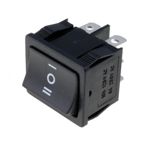 R13-33D-02-BB-7D; ROCKER; DP3T; Pos: 3; ON-OFF-ON; 6A/250VAC; black; none; 50mΩ; SCI R13-33D-02-BB-7D; ROCKER; DP3T; Pos: 3; ON-OFF-ON; 6A/250VAC; black; none; 50mΩ; SCI