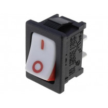 R13-66A-02-BWR2; ROCKER; SPST; Pos: 2; OFF-ON; 10A/250VAC; white-red; none; 50mΩ; SCI