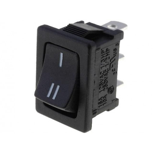 R13-66C-02-BB-5D; ROCKER; SPDT; Pos: 2; ON-ON; 10A/250VAC; black; none; 50mΩ; UL94V-2; SCI