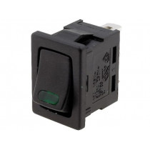 R13-66L-02-BBG-L1; ROCKER; SPST; Pos: 2; OFF-ON; 16A/12VDC; black; LED 12VDC,point; SCI