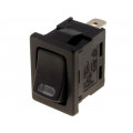 R13-66L-02-BBR-L1; ROCKER; SPST; Pos: 2; OFF-ON; 16A/12VDC; black; LED 12VDC,point; SCI