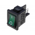 R13-73C-02-BG-2D-N-2; ROCKER; DPST; Pos: 2; OFF-ON; 6A/250VAC; green; neon lamp 250V; 50mΩ; SCI