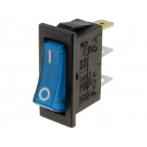 R13-91B-01-BBL-2D-N-2; ROCKER; SPST; Pos: 2; OFF-ON; 10A/250VAC; blue; neon lamp 250V; 50mΩ; SCI