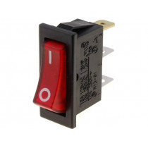 R13-91B-01-BR-2D-N-2; ROCKER; SPST; Pos: 2; OFF-ON; 10A/250VAC; red; neon lamp 250V; 50mΩ; SCI