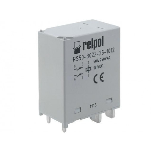RS50-3022-25-1012; Relay: electromagnetic; DPST-NO; Ucoil: 12VDC; 50A; Ucoil min: 9VDC; RELPOL