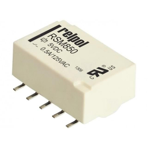 RSM850-6112-8M-1005; Relay: electromagnetic; DPDT; Ucoil: 5VDC; 0.5A/125VAC; 2A/30VDC; RELPOL