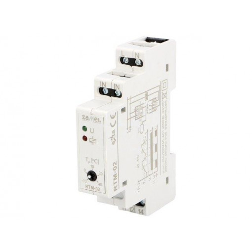 RTM-02; Module: regulator; NTC; temperature; Out: SPDT,relay; DIN; -10÷40°C; ZAMEL