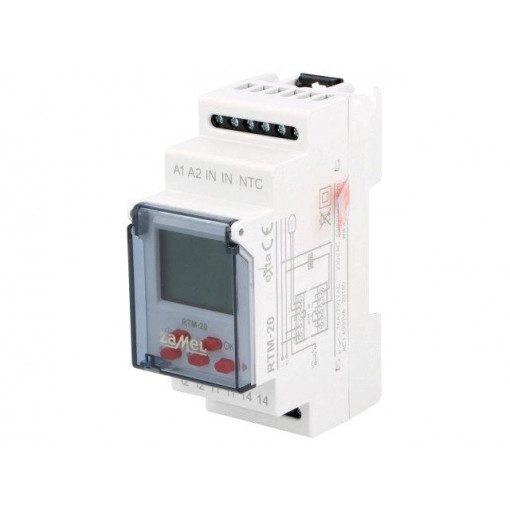 RTM-20; Module: regulator; NTC; temperature; Out: SPDT,relay; DIN; 5÷60°C; ZAMEL