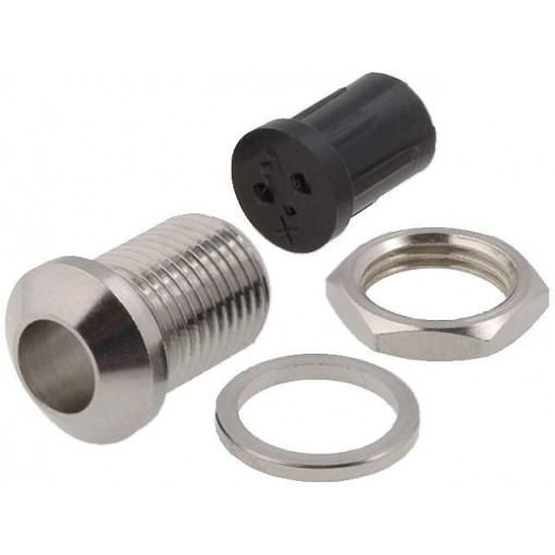 ; LED holder; 5mm; nickel; convex; with plastic plug; 