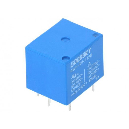 RWH-SH-112D; Relay: electromagnetic; SPDT; Ucoil: 12VDC; 12A/250VAC; 15A/24VDC; GOODSKY