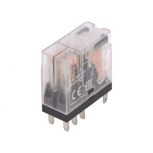 RXG25BD; Relay: electromagnetic; DPDT; Ucoil: 24VDC; 5A/250VAC; 5A/30VDC; 5A; SCHNEIDER ELECTRIC