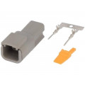 S-DTM 04-2 P; Connector: wire-wire; DTM; plug; male; Size: 20; 0.5÷1.5mm2; PIN: 2; DEUTSCH