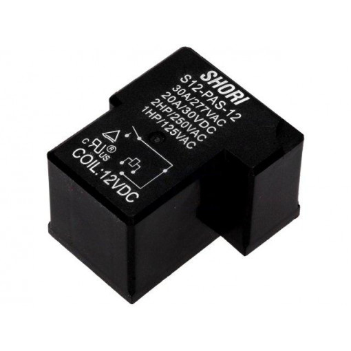 S12-PAS-12; Relay: electromagnetic; SPST-NC; Ucoil: 12VDC; Icontacts max: 30A; SHORI ELECTRIC
