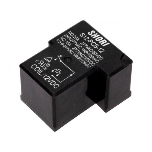 S12-PCS-12; Relay: electromagnetic; SPDT; Ucoil: 12VDC; Icontacts max: 20A; SHORI ELECTRIC