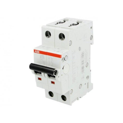 2CDS252001R0255; Circuit breaker; 400VAC; Inom: 25A; Poles: 2; DIN; Charact: B; 6kA; ABB