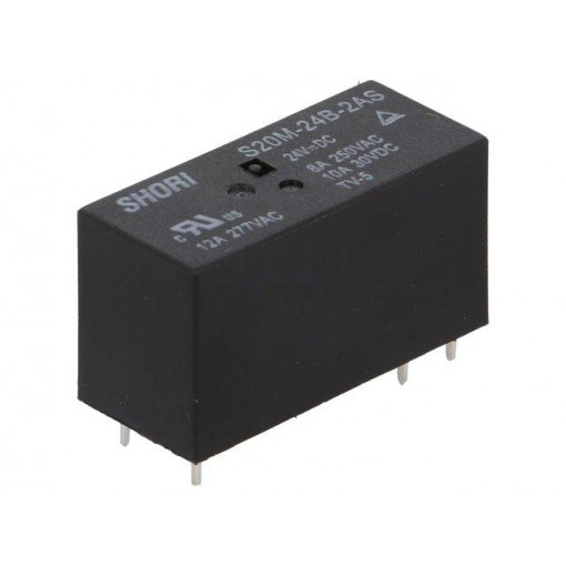 S20M-24B-2AS; Relay: electromagnetic; DPST-NO; Ucoil: 24VDC; Icontacts max: 10A; SHORI ELECTRIC