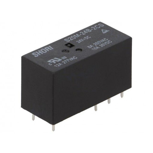 S20M-24B-2CS; Relay: electromagnetic; DPDT; Ucoil: 24VDC; Icontacts max: 10A; SHORI ELECTRIC