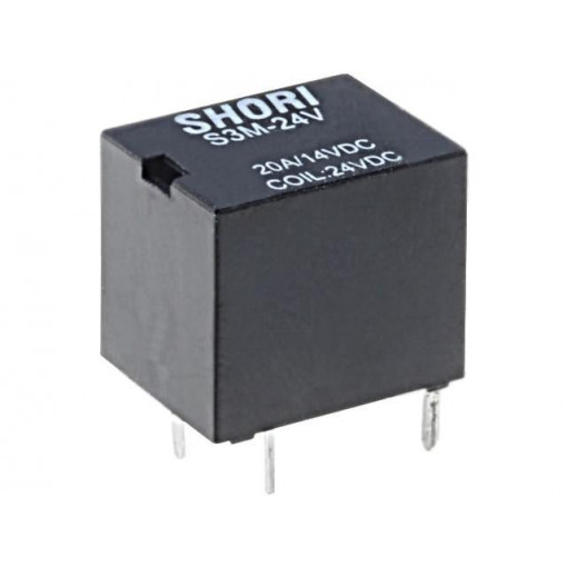 S3M-24-1C; Relay: electromagnetic; SPDT; Ucoil: 24VDC; 20A/14VDC; max.14VDC; SHORI ELECTRIC S3M-24-1C; Relay: electromagnetic; SPDT; Ucoil: 24VDC; 20A/14VDC; max.14VDC; SHORI ELECTRIC