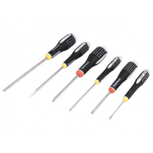 BE-9881I; Kit: screwdrivers; Pcs: 6; Phillips cross,slot; BAHCO