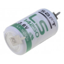LS 14250 PCB 1X1; Battery: lithium; 3.6V; 1/2AA,1/2R6; 2pin; Ø14.5x25mm; 1200mAh; SAFT LS 14250 PCB 1X1; Battery: lithium; 3.6V; 1/2AA,1/2R6; 2pin; Ø14.5x25mm; 1200mAh; SAFT