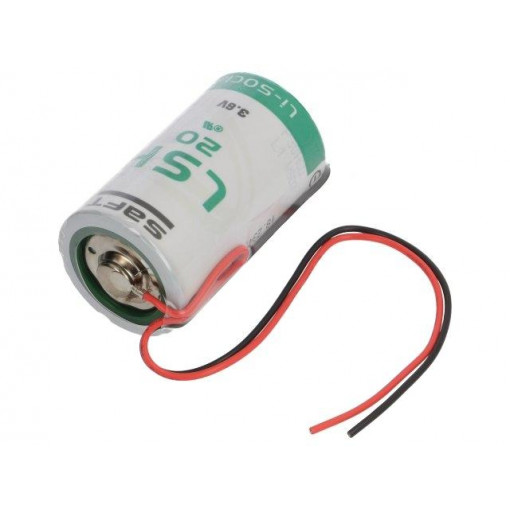 LS H20 PR; Battery: lithium; 3.6V; D; cables; Ø33.5x61.5mm; 13000mAh; SAFT LS H20 PR; Battery: lithium; 3.6V; D; cables; Ø33.5x61.5mm; 13000mAh; SAFT