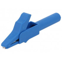 24.0157-23; Crocodile clip; 15A; blue; 4mm; Conform to: EN61010 300VCAT II; STÄUBLI
