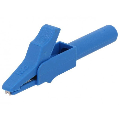 24.0157-23; Crocodile clip; 15A; blue; 4mm; Conform to: EN61010 300VCAT II; STÄUBLI