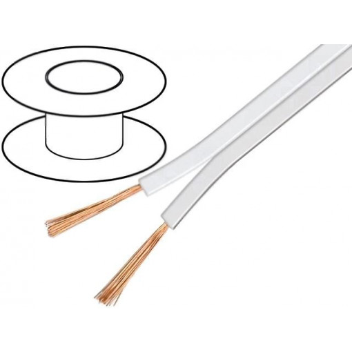 27523; Wire: loudspeaker cable; 2x1,5mm2; stranded; CCA; white; 100m; Goobay