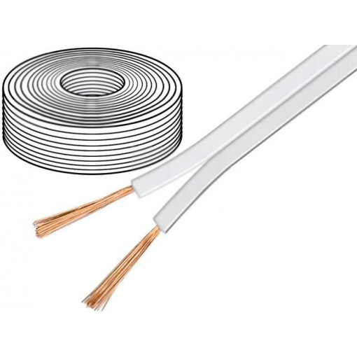 15110; Wire: loudspeaker cable; 2x0,5mm2; stranded; OFC; white; 25m; Goobay
