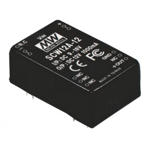 SCW12A-05; Converter: DC/DC; 12W; Uin: 9÷18V; 5VDC; Iout: 2400mA; 1,2