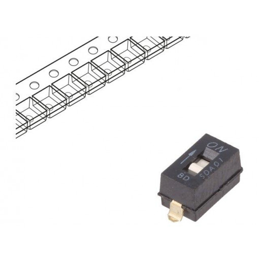 SDA01H0SBR; Switch: DIP-SWITCH; Poles number: 1; OFF-ON; 0.025A/24VDC; Pos: 2; C&K