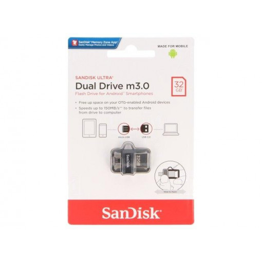 SDDD3-032G-G46; Pendrive; OTG,USB 3.0; 32GB; 150MB/s; Micro USB,USB A; SANDISK SDDD3-032G-G46; Pendrive; OTG,USB 3.0; 32GB; 150MB/s; Micro USB,USB A; SANDISK
