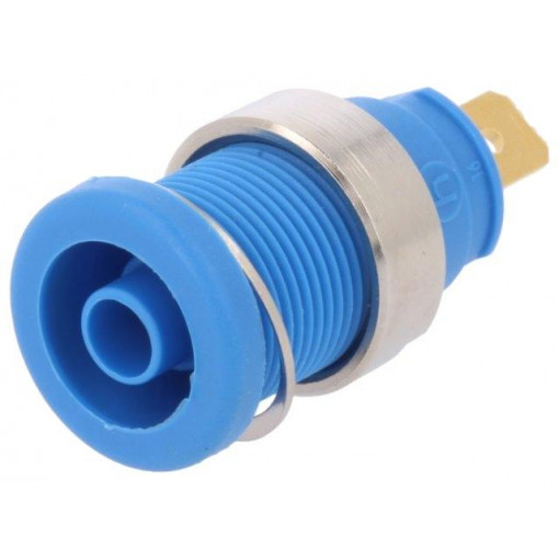 SEB 2610 F4.8 BL; Socket; 4mm banana; 25A; 1kVDC; blue; gold-plated; screw; 32mm; 5mΩ; HIRSCHMANN T&M