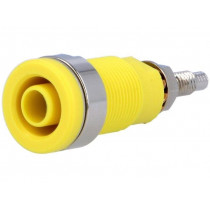 SEB6446NI/GE; Socket; 4mm banana; 32A; 1kVDC; yellow; nickel plated; on panel; SCHÜTZINGER