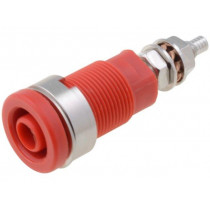 SEB6446NI/RT; Socket; 4mm banana; 32A; 1kVDC; red; nickel plated; on panel; 40mm; SCHÜTZINGER