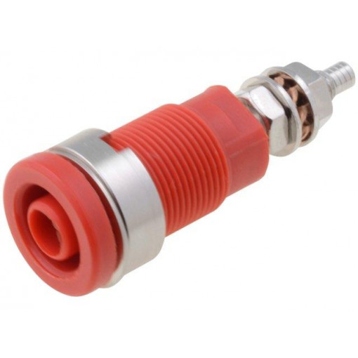 SEB6446NI/RT; Socket; 4mm banana; 32A; 1kVDC; red; nickel plated; on panel; 40mm; SCHÜTZINGER