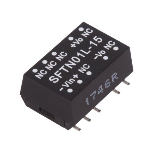 SFTN01L-15; Converter: DC/DC; 1W; Uin: 4.5÷5.5V; 15VDC; Iout: 67mA; SMD; 1.2g; MEAN WELL