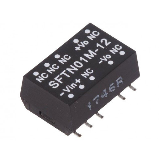 SFTN01M-12; Converter: DC/DC; 1W; Uin: 10.8÷13.2V; 12VDC; Iout: 84mA; SMD; 1.2g; MEAN WELL