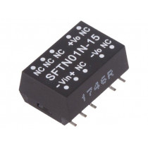 SFTN01N-15; Converter: DC/DC; 1W; Uin: 21.6÷26.4V; 15VDC; Iout: 67mA; SMD; 1.2g; MEAN WELL