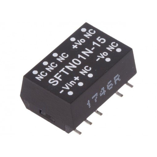 SFTN01N-15; Converter: DC/DC; 1W; Uin: 21.6÷26.4V; 15VDC; Iout: 67mA; SMD; 1.2g; MEAN WELL