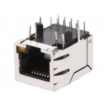 SI-61001-F; Socket; RJ45; PIN: 8; shielded,with LED; Layout: 8p8c; THT; angled; BEL FUSE