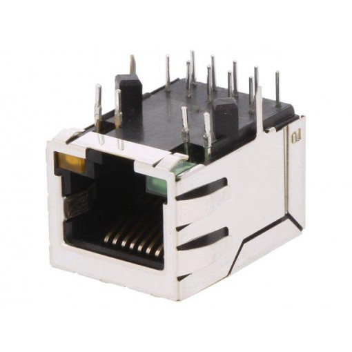 SI-61001-F; Socket; RJ45; PIN: 8; shielded,with LED; Layout: 8p8c; THT; angled; BEL FUSE