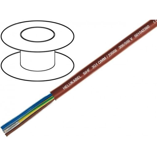 23008; Wire; SiHF; Cu; stranded; 3G1mm2; silicone rubber; brown-red; HELUKABEL