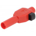 22.3007-22; Plug; 4mm banana; 10A; 600V; red; insulated; Plating: nickel plated; STÄUBLI