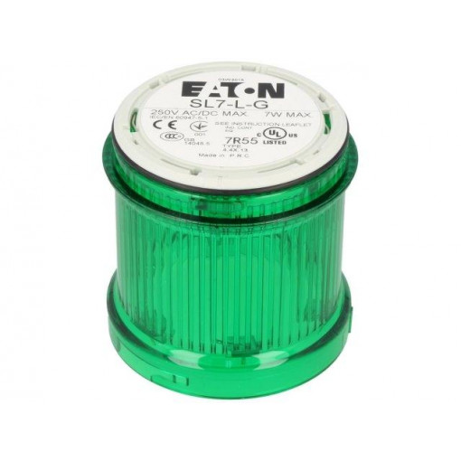 SL7-L-G; Signaller: lighting; bulb BA15D; green; Usup: 0÷250VDC; IP66; EATON ELECTRIC