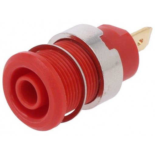 23.3000-22; Socket; 4mm banana; 24A; 1kV; Cutout: Ø12.2mm; red; gold-plated; STÄUBLI