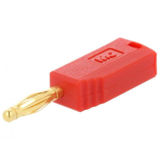 22.2616-22; Plug; 2mm banana; 10A; 60V; red; Plating: gold-plated; 0.5mm2; STÄUBLI
